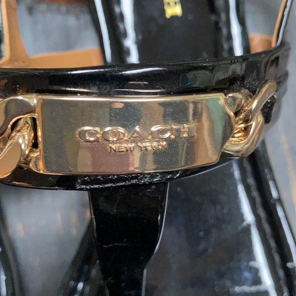 Coach Patent Leather Sandals with Gold Hardware - Picture 7 of 8